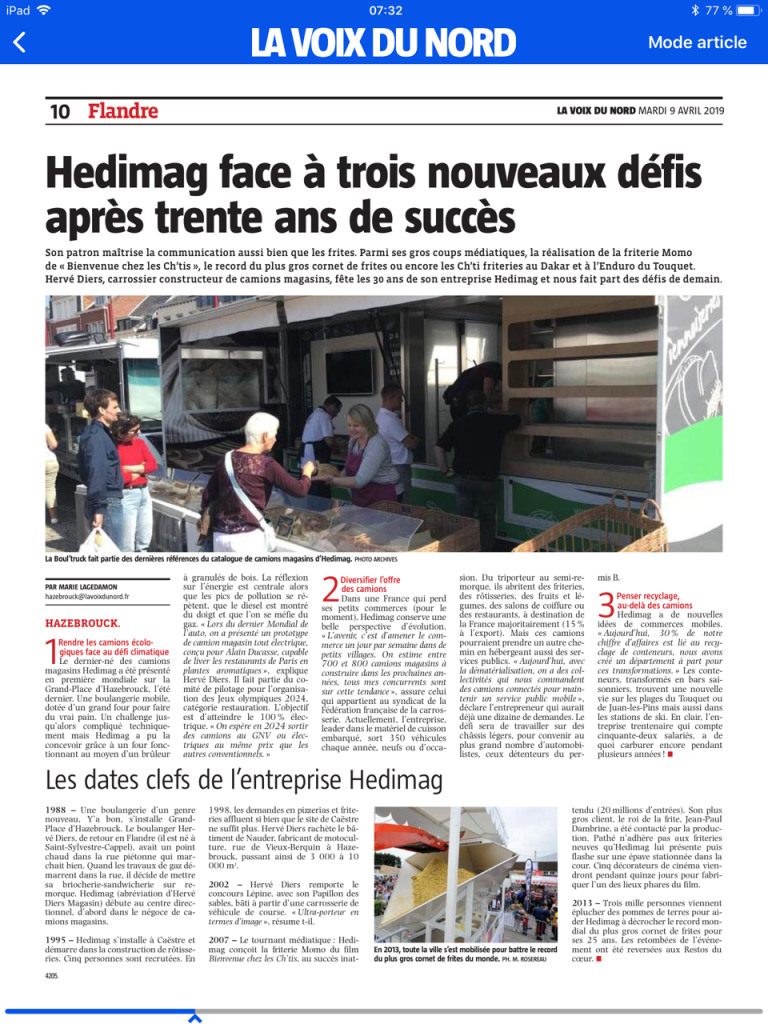 double page voix du nord 09 avril 2019 30 ans Hedimag