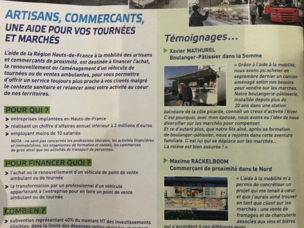 Subvention aide régionale des Hauts-de-France pour le commerce mobile