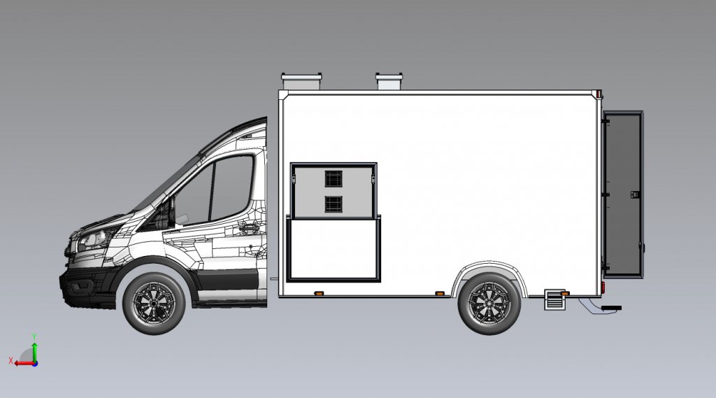 Camion pizza Gaz plan de fabrication vue latérale