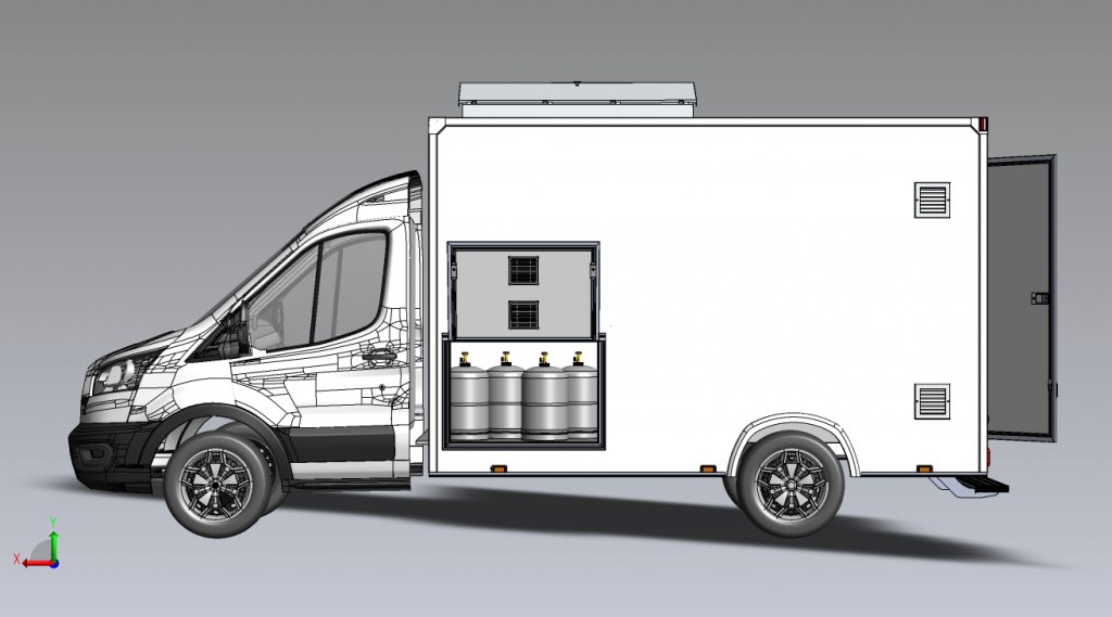 Camion FoodTruck vue accès gaz