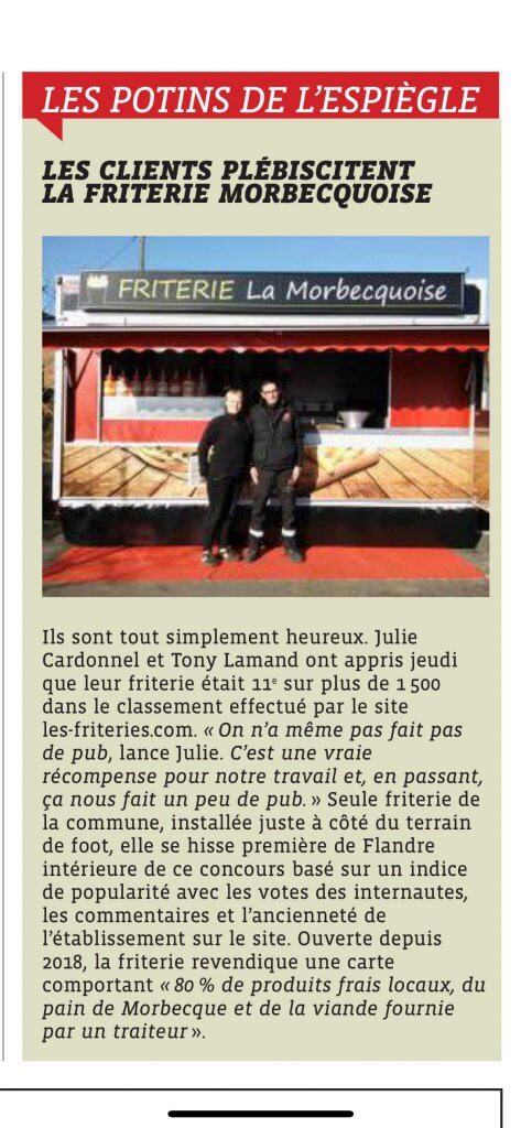 remorque friterie La Friterie morbecquoise article Hedimag